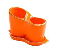 YKMYXZ, Portacoltelli, portautensili con 2 scomparti, contenitore for stoviglie, cucchiaio, bacchette, forchetta, scolapiatti, ceppo for coltelli(Orange)