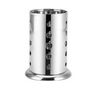 YKMYXZ, Portautensili da cucina in acciaio inox con foro for utensili, robusto scolapiatti for piano di lavoro, ceppo for coltelli in argento.