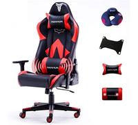 YKMYXZ, Racihigh - Sedia da ufficio Gamichair in pelle, con schienale alto, regolabile, reclinabile, con poggiatesta e supporto lombare, colore: nero e rosso