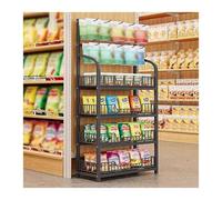 YKMYXZ, Scaffale for snack a 3/4/5 ripiani/Scaffale for snack da supermercato bianco, espositori for vendita al dettaglio(Black,4 Tiers)