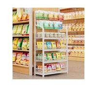 YKMYXZ, Scaffale for snack a 3/4/5 ripiani/Scaffale for snack da supermercato bianco, espositori for vendita al dettaglio(White,4 Tiers)