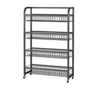 YKMYXZ, Scaffale for supermercati a 4 ripiani, scaffali for riporre oggetti in casa, bagno, ufficio e cucina, scaffali for negozi di alimentari, porta patatine, caramelle e frutta(Black,23.62x7.87x33.