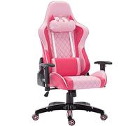 YKMYXZ, Sedia da scrivania ergonomica for computer, modello Gamichair, con poggiatesta a forma di gatto, supporto lombare, modello rosa for bambine, ergonomica/rosa