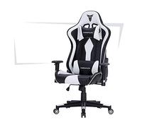 YKMYXZ, Sedia da ufficio Gamiracichair, ergonomica, con poggiapiedi spesso, cuscino for il collo e la schiena, sedia girevole a 5 ruote, altezza regolabile/nero e rosso(Black and White)
