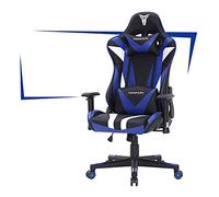 YKMYXZ, Sedia da ufficio Gamiracichair, ergonomica, con poggiapiedi spesso, cuscino for il collo e la schiena, sedia girevole a 5 ruote, altezza regolabile/nero e rosso(Black and Blue 1)