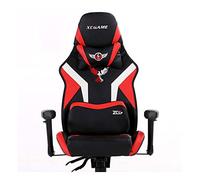 YKMYXZ, Sedia girevole in pelle Gamiswivel, sedia ergonomica for scrivania da ufficio, poltrona da corsa in similpelle con schienale alto e cuscino lombare/Nero D(Black Red)