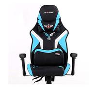 YKMYXZ, Sedia girevole in pelle Gamiswivel, sedia ergonomica for scrivania da ufficio, poltrona da corsa in similpelle con schienale alto e cuscino lombare/Nero D(Black Blue)