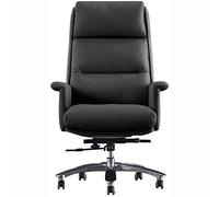 YKMYXZ, Sedie da scrivania for ufficio, sedie da gioco for computer, sedie ergonomiche in pelle, sedie girevoli semplici, gambe fisse in lega di alluminio, braccioli fissi/grigio(Black)