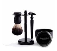 YKMYXZ, Supporto for rasoio Pratici supporti for pennelli for rasoio da uomo, set classico di porta pennelli da barba nero da 6 pezzi, strumenti for toelettatura in metallo con ciotola for sapone a do
