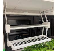 YKMYXZ, Supporto salvaspazio for organizer da cucina for pensili, porta spezie a scomparsa in metallo a 2 livelli(White,W 91cm (36"))