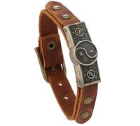 YKMYXZ, Taiji cinese braccialetto in pelle di mucca, bracciale per uomini e donne, modelli Yin e Yang, pettegolezzi, coppia, gioielli a mano, One Size, Cristalli, agata