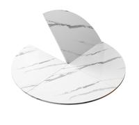 YKMYXZ, Tavolo da pranzo in legno senza gambe, tavolo pieghevole a quarto di cerchio for feste in casa e al chiuso, facile da riporre(White Marble,140 cm (55 inch))