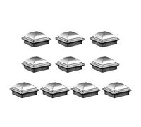 YKMYXZ, Terminali superiori for recinzione a forma di ghianda piramidale, tappi decorativi in metallo, resistenti e quadrati, in acciaio pressato, 10 pezzi(Silver,90mm)