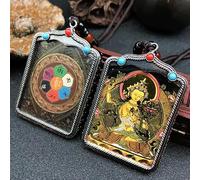 YKMYXZ, Thangka Tibetano Dipinto a Mano Nepal Buddismo Ciondolo Collane Amuleto in Argento Tibetano Stile Cinese Collana Maitreya Marchio Buddha(Random 1pc)