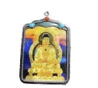 YKMYXZ, Thangka Tibetano Dipinto a Mano Nepal Buddismo Ciondolo Collane Amuleto in Argento Tibetano Stile Cinese Collana Maitreya Marchio Buddha