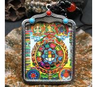 YKMYXZ, Thangka Tibetano Dipinto a Mano Nepal Buddismo Ciondolo Collane Amuleto in Argento Tibetano Stile Cinese Collana Maitreya Marchio Buddha(6)