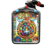 YKMYXZ, Thangka Tibetano Dipinto a Mano Nepal Buddismo Ciondolo Collane Amuleto in Argento Tibetano Stile Cinese Collana Maitreya Marchio Buddha(9)