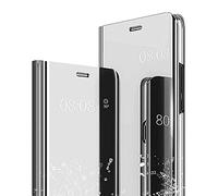 YKNIUFLY Custodia per Realme C51 Cover, Case Clear View Standing Cover Makeup Mirror Flip, Mirror Plating Full Body 360°Smart Cover Protection per Realme C51.(Argento)