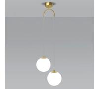 YKSJDFH Moderna Lampada a Sospensione a Globo in Vetro a 2 luci Bianco, Nero/Oro, lampade a Sospensione in Alluminio con Paralume a Sfera in Vetro, lampadario Regolabile a Doppia estremità per Camera