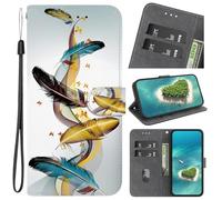 YKTO Case per Nokia C12 Custodia, Cover a Libro Pelle PU per Nokia C12 Custodia Premio Booklet Protettiva, Linee Colorate Farfalla dorata