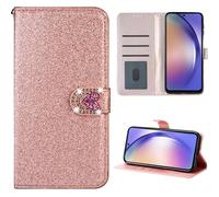 YKTO Cover Bling Flip Custodia per Xiaomi POCO C71 4G Brillantini Glitters Oro rosa Sparkle Caso Guscio Shell Wallet PU Glitter Brillanti Strass Magnetico Ladies Purse Women's Case Libro Leather