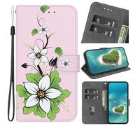 YKTO Cover per Nokia C12, Cover a Libro, Custodia in Pelle for Nokia C12 Flip Libro con Magnetica [Portafoglio] Custodia Silicone TPU Antiurto (verde e bianco morning glory)