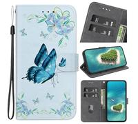 YKTO Cover per Tecno Pova Neo 2 Flip Wallet Case PU Pelle con Carte Slot Credito Portafoglio Supporto Stand Schema Custodia Flexible TPU Case Back Wallet Purse Flip Cover,Grande farfalla blu