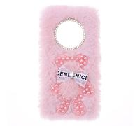 YKTO Cover per ZTE nubia Z60S Pro Custodia Telefono TPU Silicone Morbido Peloso Caldo Custodia Fluffy Plush Carino Peloso Orso Perle Bling Fluffy Case per ZTE nubia Z60S Pro -Orso Perla Rosa