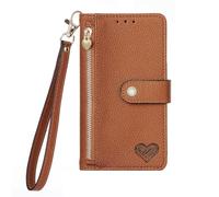 YKTO Custodia Libro per OnePlus Ace 2 Pro Zip Portafoglio Copertura Femminile Cover in Pelle PU Flip Case Superficie Style Marrone Magnetico Protettiva Stand Cover per OnePlus Ace 2 Pro,Marrone