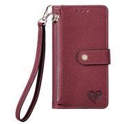 YKTO Custodia per OnePlus Ace 2 Pro Flip Case Zip Antigraffio Protettiva Portafoglio PU Pelle Case Disegno Multifunzione Custodia Chiusura Magnetica Slot Carte Cover per OnePlus Ace 2 Pro,Rosso