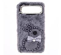 YKTO Custodia per Peluche Custodia Cellulare per Galaxy Grand Neo,Cute Glitter Diamond Pearl Rabbit Girls Custodia Morbida e Confortevole in Finta Peluche con Grand Neo,Grey Pearl Rabbit
