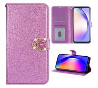 YKTO for Redmi 14R 5G Bling Portafoglio Custodia Brillantini Glitters Viola Sparkle Caso Guscio Shell Wallet PU Glitter Brillanti Strass Magnetico Ladies Purse Women's Case Libro Leather