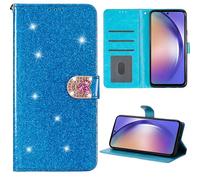 YKTO Glitter Cintillanti Case Cover per Honor Magic7 Lite PU Cuoio Flip Custodia Wallet Caso Portafoglio Carte Chiusura Magnetica Porta Supporto Stand Protezione Silicone Libretto Copertura,Blu