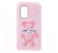 YKTO Peluche Custodia per Oppo A54 4G Cover Ragazze Shiny Bow Pearl Bear,Simpatico Peluche Morbido e Confortevole per Oppo A54 4G,Pink Pearl Bear