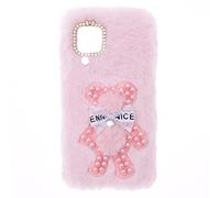 YKTO Peluche Custodia per Oppo A72 5G Cover Ragazze Shiny Bow Pearl Bear,Simpatico Peluche Morbido e Confortevole per Oppo A72 5G,Pink Pearl Bear