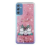 YKTO Sabbie Mobili Glitter per Samsung Galaxy A56 Custodia Bumper Antiscivolo Custodie Scintillio Della Stelle Spessa Proteggere Case Trasparente Silicone Cover per Samsung Galaxy A56,Tre Unicorni