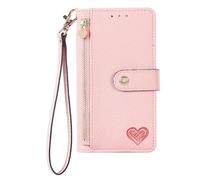 YKTO Telefono Custodia per OnePlus Ace 2V Zip Case Portafoglio Premio Custodia in Pelle Protettiva Flip Cover Borsa Femminile Della Borsa di Moda Porta Carte di Credito per OnePlus Ace 2V,Rosa