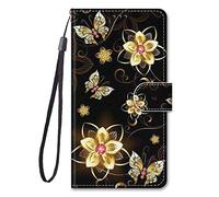 YKTO Wallet Custodia Portafoglio per Motorola Moto G84 5G Dipinto Flip Protettiva PU Pelle Case Modella Con Slot Carte Portafogli per Motorola Moto G84 5G,Farfalla Dal Fiore D'oro