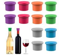 YKTOZU 12 Pz Tappi per Bottiglie di Vetro, Silicone, Riutilizzabili per Prosecco e Vino Birra Spumante Champagne, Mantenendo la Carne