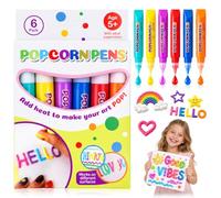 YKTOZU 6 Penne Gonfie,Pennarelli 3D Per Bambini,Mágicos Popcorns | Penna Gonfia per Popcorn Magici,Effetto Volume Con Calore, Per Lavoretti A Casa E A Scuola,Regalo di Natale
