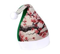 YKUDBN Classico cappello di Natale, cappello di Babbo Natale con stampa floreale giapponese con fiori di ciliegio classico cappello di Babbo Natale morbido con bordo bianco in peluche per il