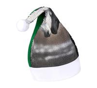 YKUDBN Classico cappello di Natale, con stampa di cavalli bianchi e neri, cappello da Babbo Natale, morbido cappello da Babbo Natale con finiture bianche in peluche per divertimento in vacanza