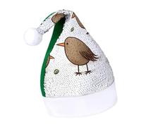 YKUDBN Classico cappello di Natale, kiwi uccellini carino stampa classico cappello di Babbo Natale vacanza copricapo morbido cappello di Babbo Natale con bordo bianco peluche per divertimento vacanza