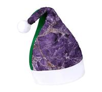 YKUDBN Classico cappello di Natale, stampa marmo viola, cappello da Babbo Natale, cappello morbido da Babbo Natale con finiture bianche in peluche per divertimento durante le vacanze