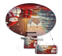 YKUDBN Tappetino da picnic rotondo, stampa Merry Christmas Day Coperta da picnic all'aperto pieghevole tappetino da picnic portatile versatile coperta da picnic