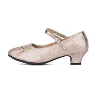 YKXLM Pelle Sintetica Donna Scarpe da Ballo Standard Moderna Scarpe da Ballo Latino Donne Punta Chiusa,Modellolo-AX-QPSD-3.5-R,Champagne,37.5 EU