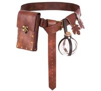 YKYUASD Marsupio medievale in pelle vichinga marsupio con gonna a foglia escursioni bottiglie pozioni accessori per costumi rinascimentali, Marrone, Standard, Marrone-01