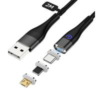 YKZ Cavo di ricarica magnetico 2 m, 3 in 1, cavo USB multi magnete, ricarica rapida a 7 pin, cavo magnetico per tipo C/Micro USB/i-Products
