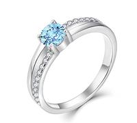 YL Anello Donna, Anelli Donna Argento 925 Anello di Fidanzamento Anello Solitario Donna Argento 925 Anelli Donna (blu mare, 18)
