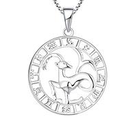 YL Collana in Argento con Capricorno in argento sterling 925 - Oroscopo Zodiaco 12 Collana con pendente a costellazioni per donne e ragazze